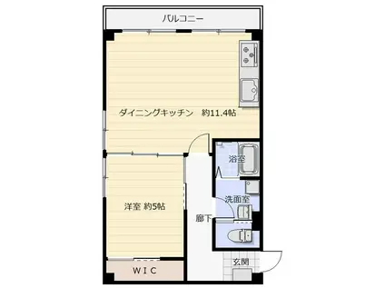 山西ビル(1LDK/2階)の間取り写真