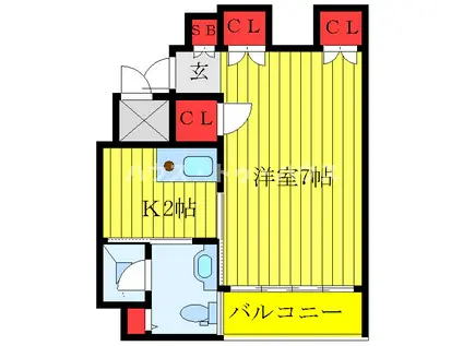 J-PALACE(1K/2階)の間取り写真