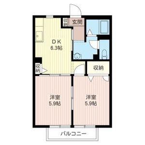 クレストコート(2DK/1階)の間取り写真