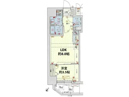 スワンズシティ神戸湊川(1LDK/2階)の間取り写真