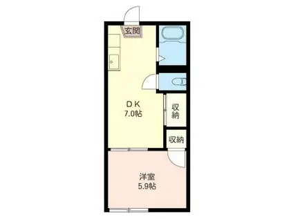 メゾン横山(1DK/1階)の間取り写真