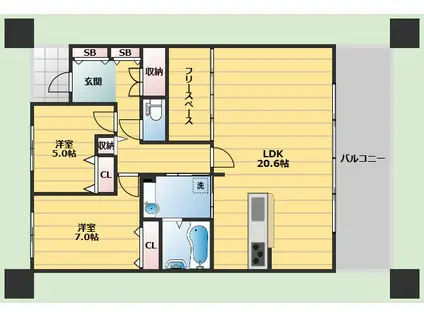 新千里桜ヶ丘メゾンシティ3番館(2SLDK/19階)の間取り写真