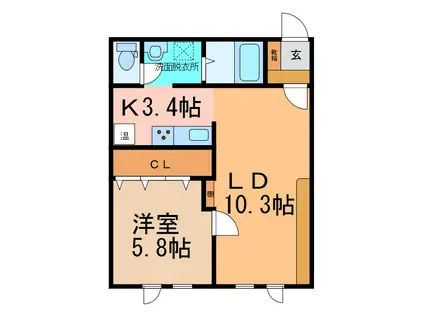 アルムレジェンドV(1LDK/1階)の間取り写真