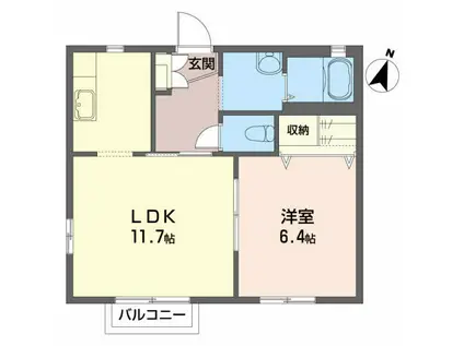 サンジェルマン・アイA(1LDK/2階)の間取り写真