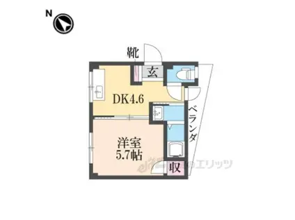 三国マンション(1DK/2階)の間取り写真