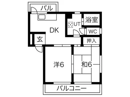 オラシオン南八幡C(2DK/3階)の間取り写真