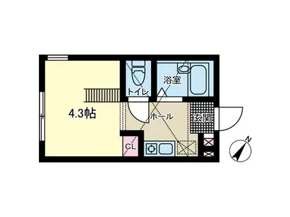 ソレイユ岸谷(1K/2階)の間取り写真