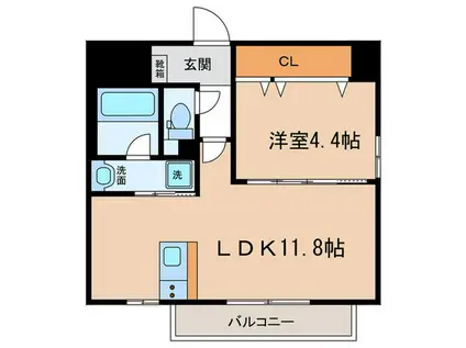 LHARMONIE(1LDK/2階)の間取り写真