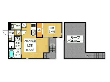GRANDTIC KRSII(1LDK/2階)の間取り写真