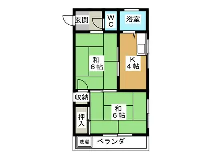 クリームハウス(2K/1階)の間取り写真