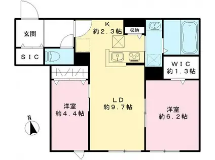ル シエル(2LDK/1階)の間取り写真