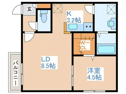 インフィニト平岸一条(1LDK/3階)の間取り写真