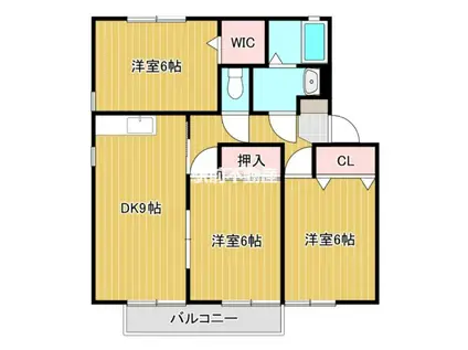 グリーンハイム C棟(3DK/2階)の間取り写真