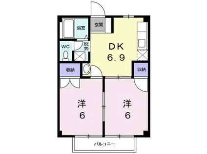 ニューシテイポエム(2DK/2階)の間取り写真