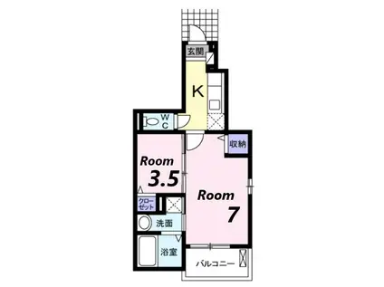 サンリッチB(1SK/1階)の間取り写真