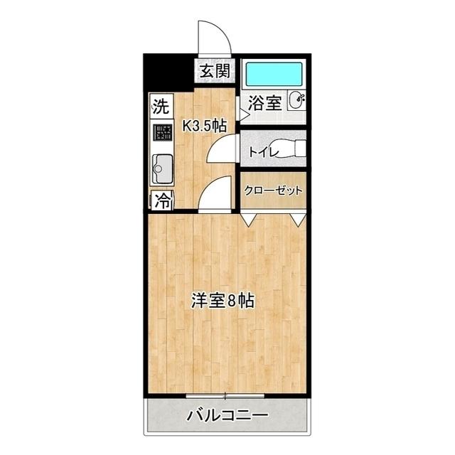 ロイヤルハイツ市名坂III(1K/2階)の間取り写真