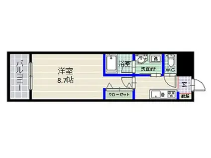 フォルテーネ飯倉(1K/2階)の間取り写真