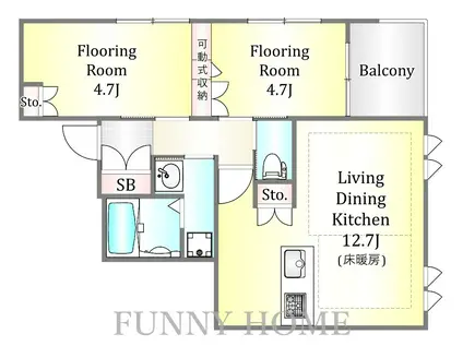 ボヌール西蒲田(2LDK/3階)の間取り写真