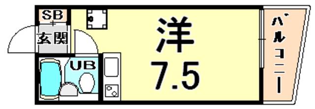 ボヌール里中(ワンルーム/2階)の間取り写真