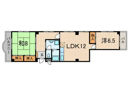 ハイネス山下(2LDK/3階)の間取り写真