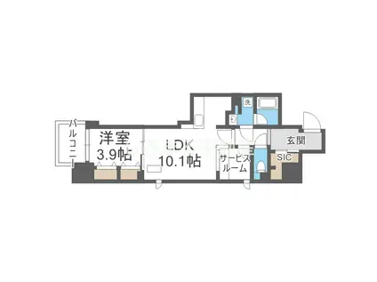 アーバネックス堺筋本町(1SLDK/9階)の間取り写真