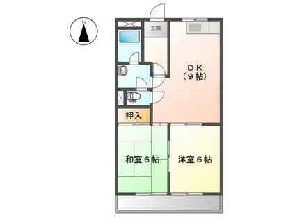 リバティハイム(2DK/1階)の間取り写真