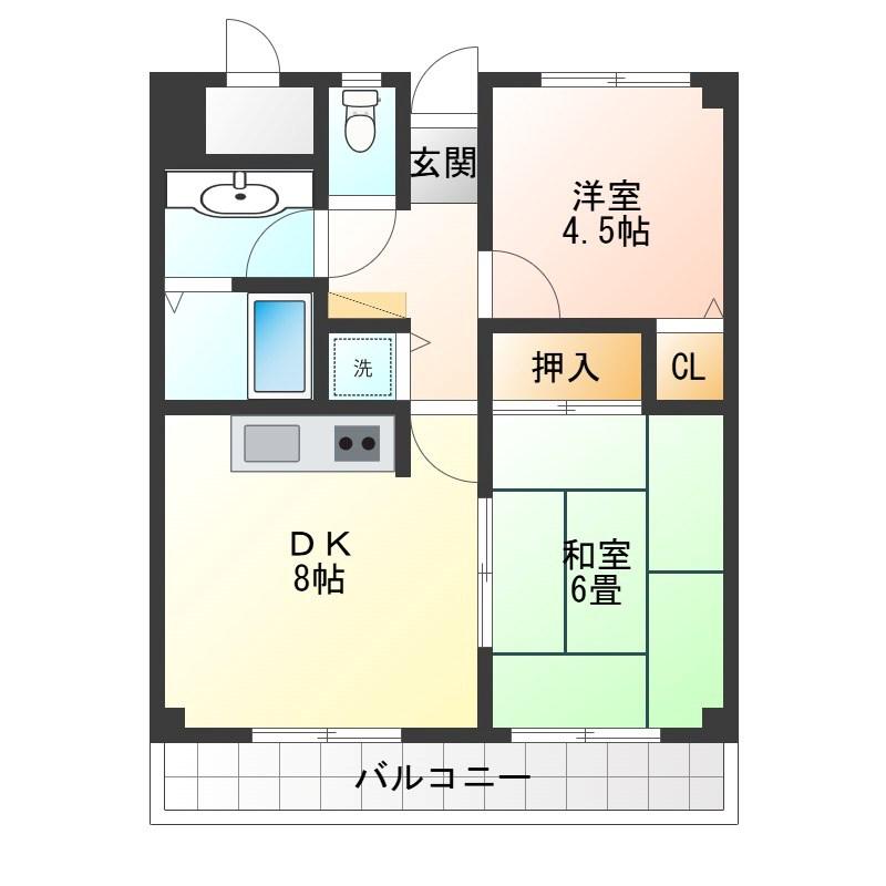カーサロブレ(2DK/8階)の間取り写真