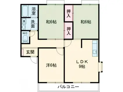 グリーンパークみよし(3LDK/2階)の間取り写真
