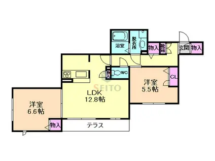 メゾン・ド・ソレイユ長興寺(2LDK/1階)の間取り写真