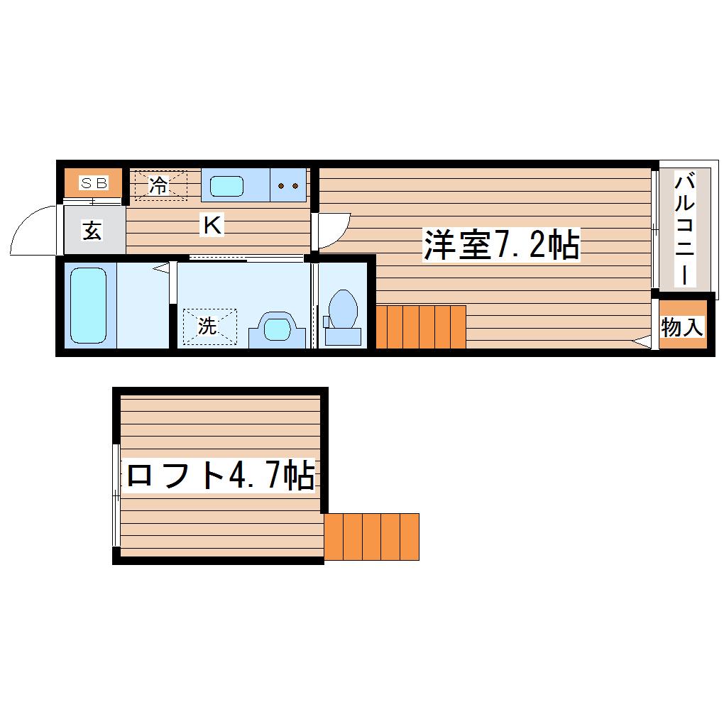 FJ国見(1K/2階)の間取り写真