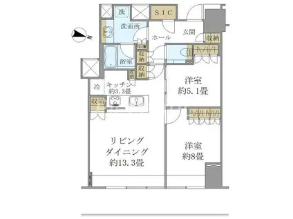 BRILLIA TOWER堂島(3LDK/27階)の間取り写真