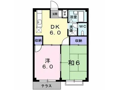 パークサイドP1(2DK/2階)の間取り写真