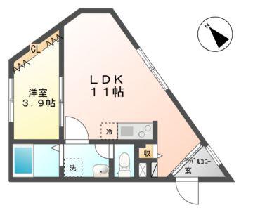 吹上ラ・ファイエット(1LDK/1階)の間取り写真