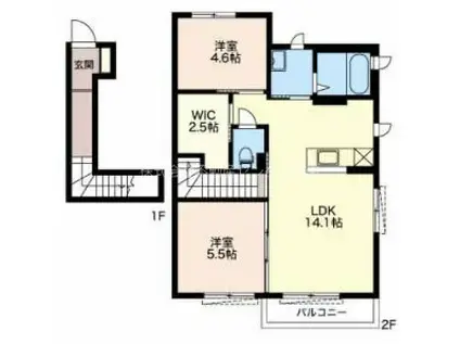 クレアーレ弐番館B(2LDK/2階)の間取り写真