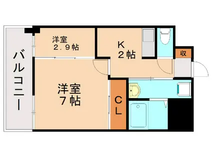 アベニュー黒崎(2K/4階)の間取り写真