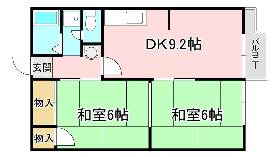 南井ハイツ(3K/2階)の間取り写真
