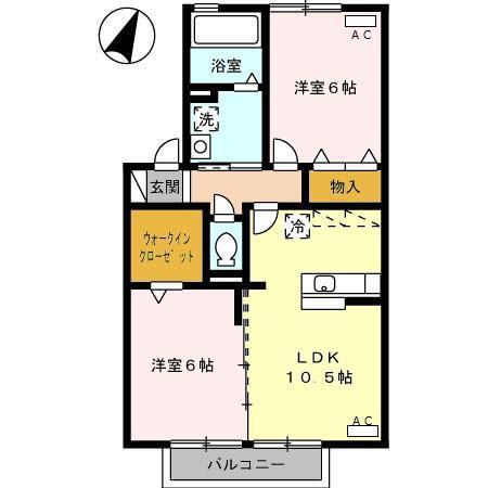 トレ・ピーニ(2LDK/2階)の間取り写真