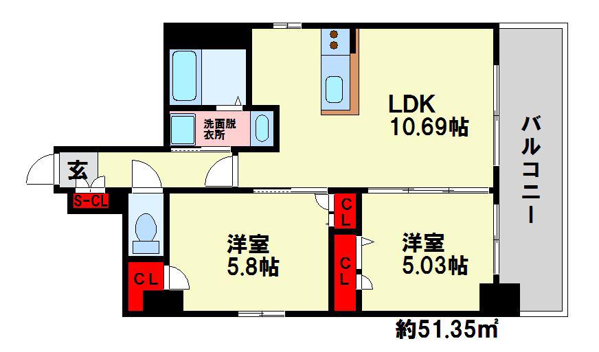 LINKS M(2LDK/4階)の間取り写真