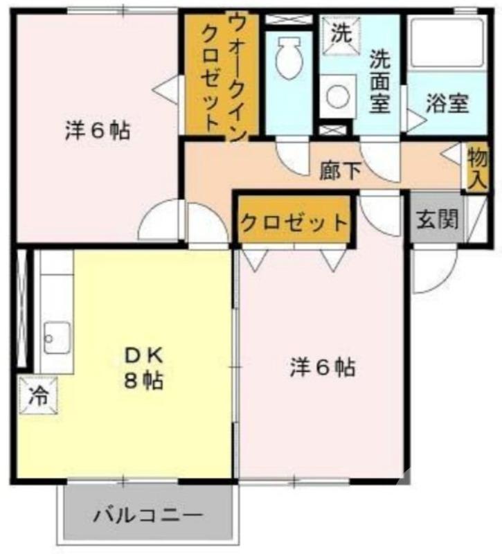グリーンコート堺東B棟(2DK/2階)の間取り写真