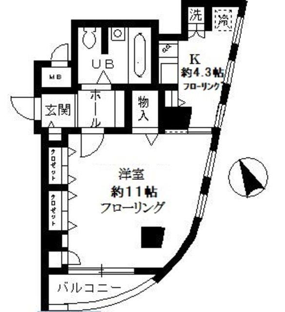 エスペランサ平河町(1K/2階)の間取り写真