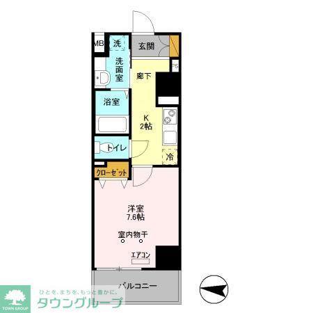 フェリス コート(1K/4階)の間取り写真