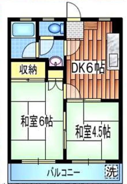 ハイツ北原2号館(2DK/2階)の間取り写真