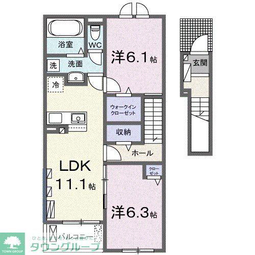 ビオレタB(2LDK/2階)の間取り写真