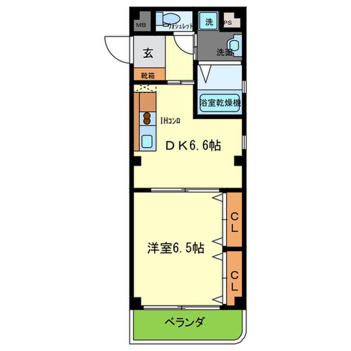 アルユータ六甲道(1DK/2階)の間取り写真