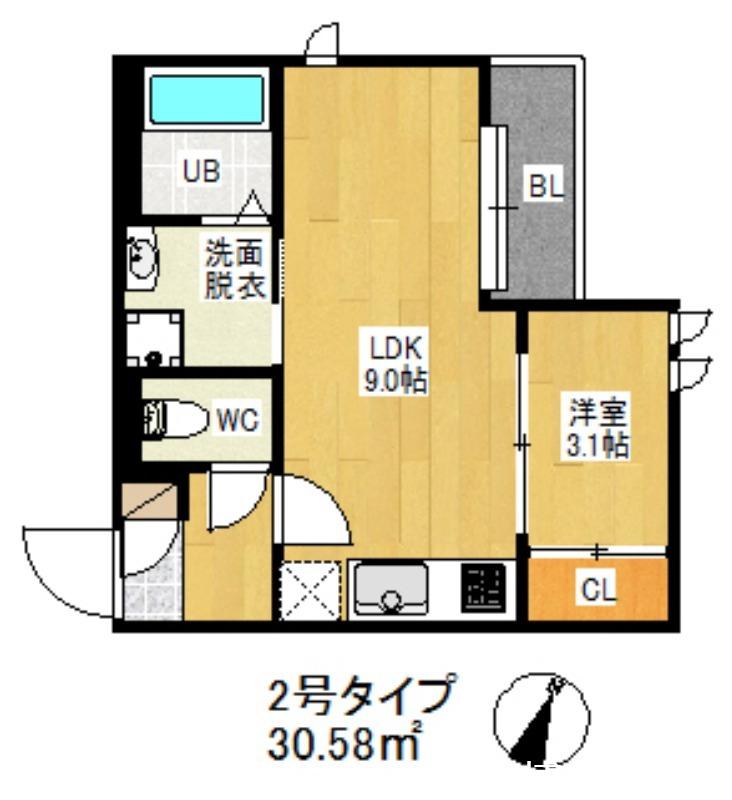 REGALEST香椎(1LDK/1階)の間取り写真