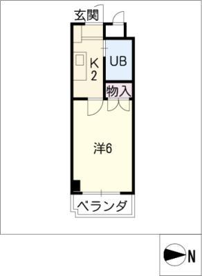セルシオン種瀬(1K/2階)の間取り写真