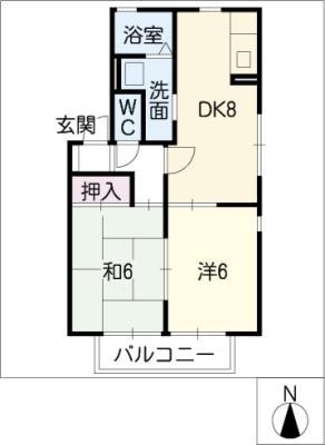 ファミールみしま(2DK/1階)の間取り写真