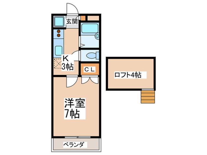 サンビレッジ石坂(1K/1階)の間取り写真