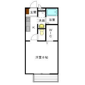ヌーベルメゾン西間門(1K/1階)の間取り写真