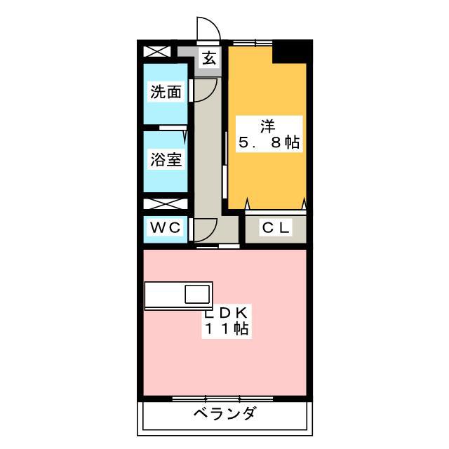 シャンティーク(1LDK/6階)の間取り写真